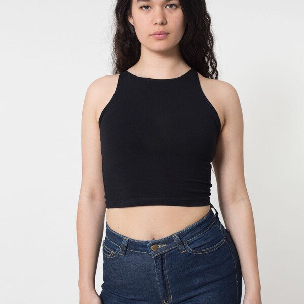 8369 Cotton Spandex Jersey Sleeveless Crop Top Thumbnail
